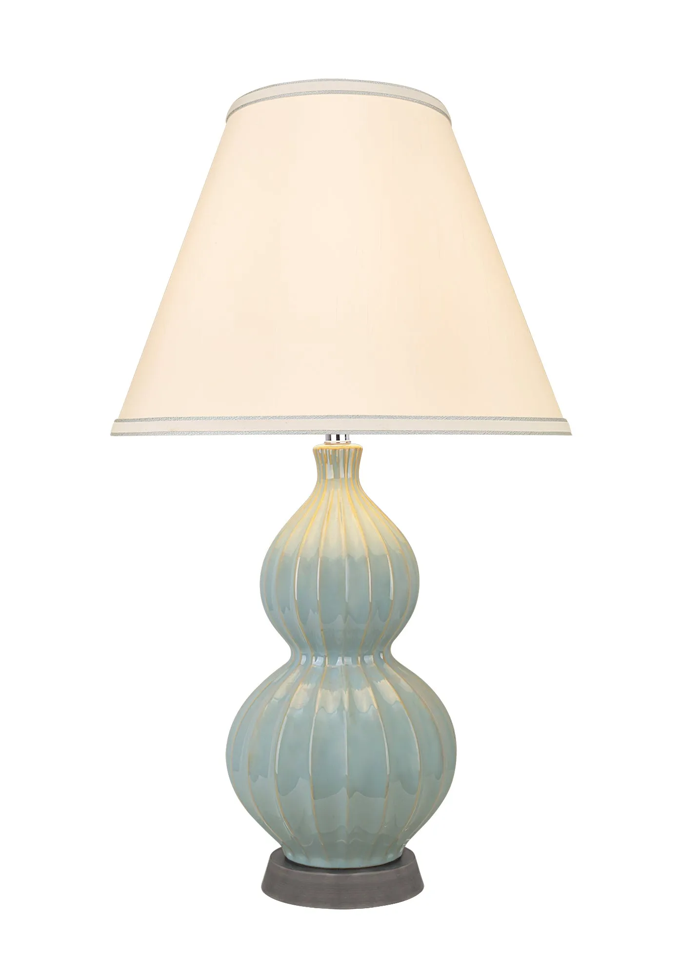 # 40186-11, 25" High Transitional Ceramic Table Lamp, Light Blue and Hardback Empire Shaped Lamp Shade in White, 14" Wide