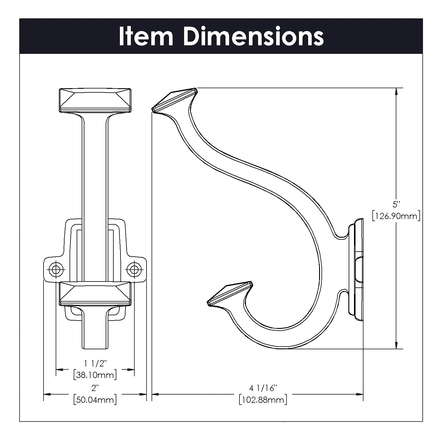 1-1/2 Inch Center to Center Bungalow Double Coat Hook