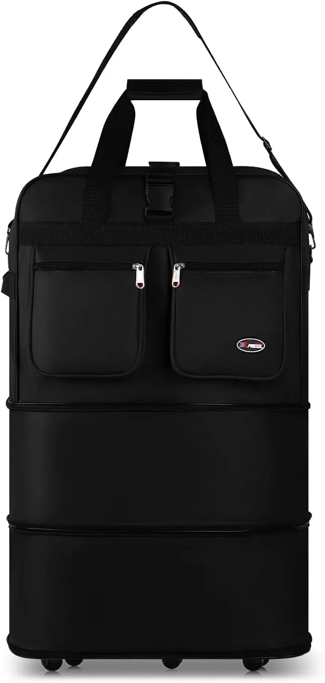 30" 36" 40" Rolling Wheeled Duffel Bag Spinner Luggage Expandable (Black, 36")