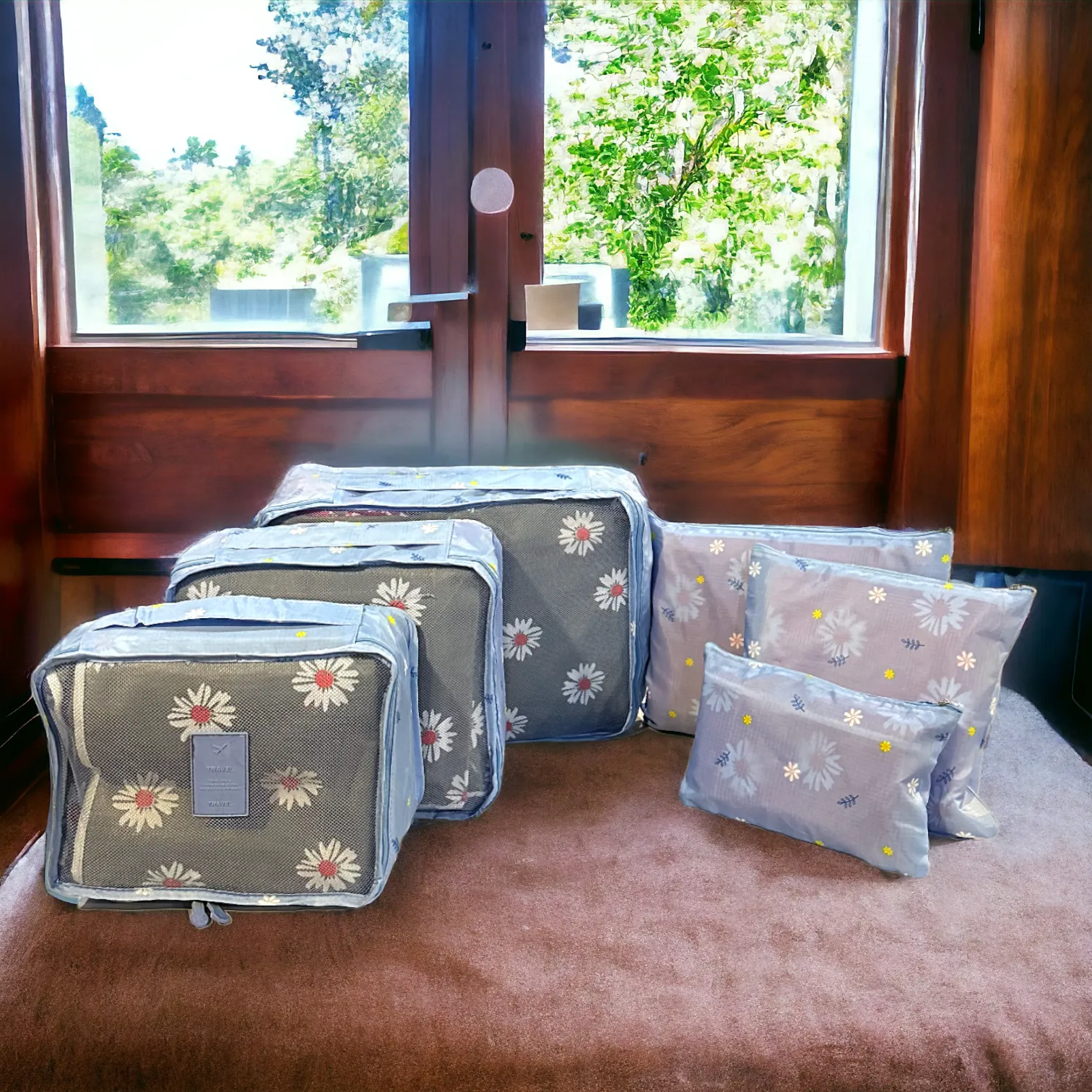 6 Pcs Waterproof Travel Storage Bag (Printed Purple)