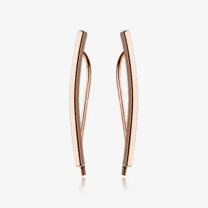 A Pair of Rose Gold Modern Curve Essence Ear Climber Earring