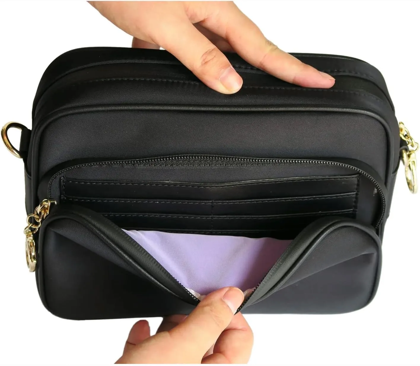 Arden Cove Full Anti-Theft Waterproof Cross-Body Bag with Slash-resistant Chain Strap w/Classic Hardware