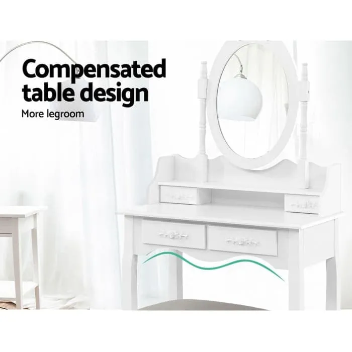 Artiss 4 Drawer Dressing Table With Mirror - White