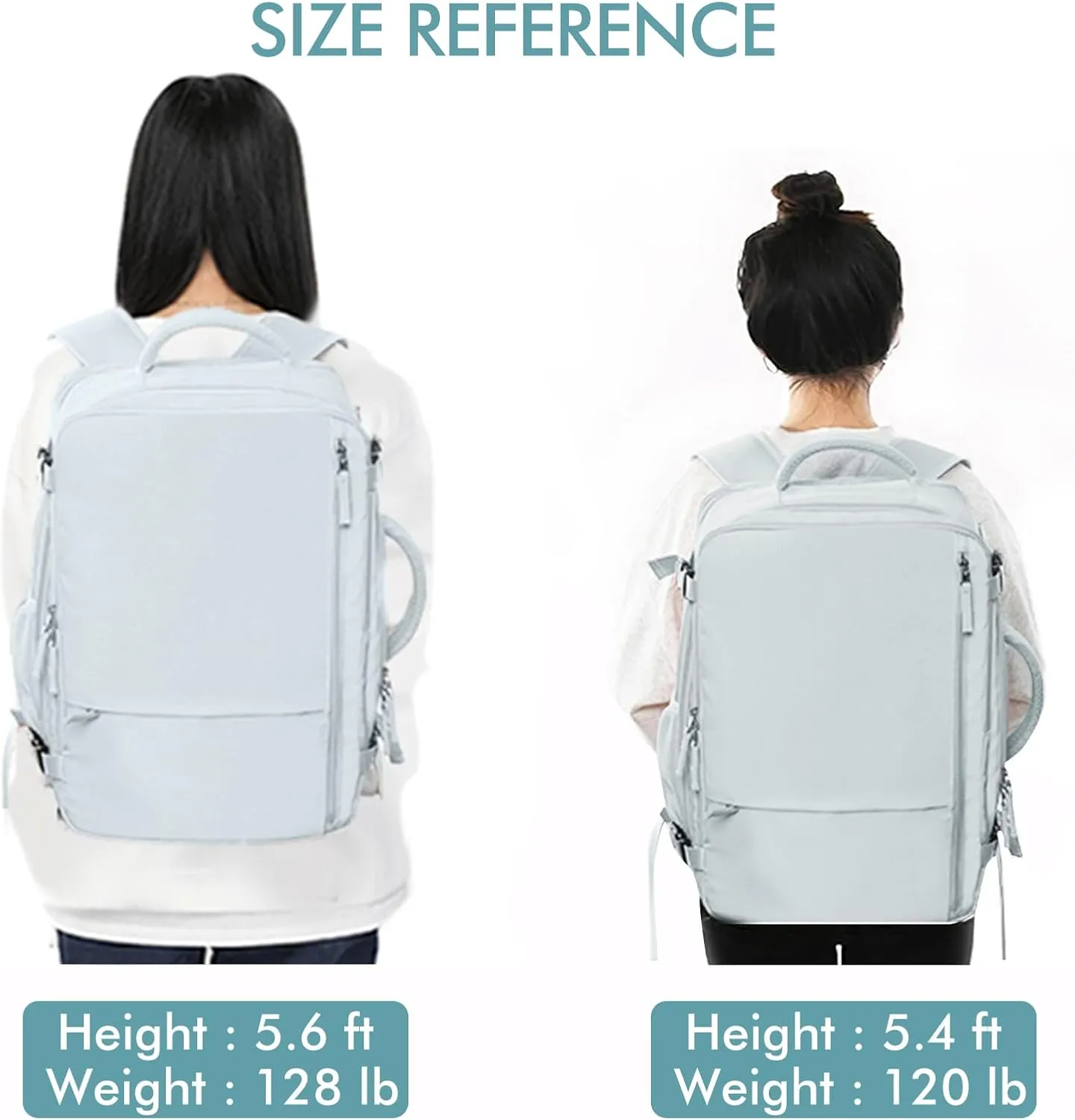 Beraliy Large Travel Backpack Women, Airline Approved Backpack, Carry On luggage, 17 inch Laptop Backpack, Waterproof Business Hiking Bag, Light-blue