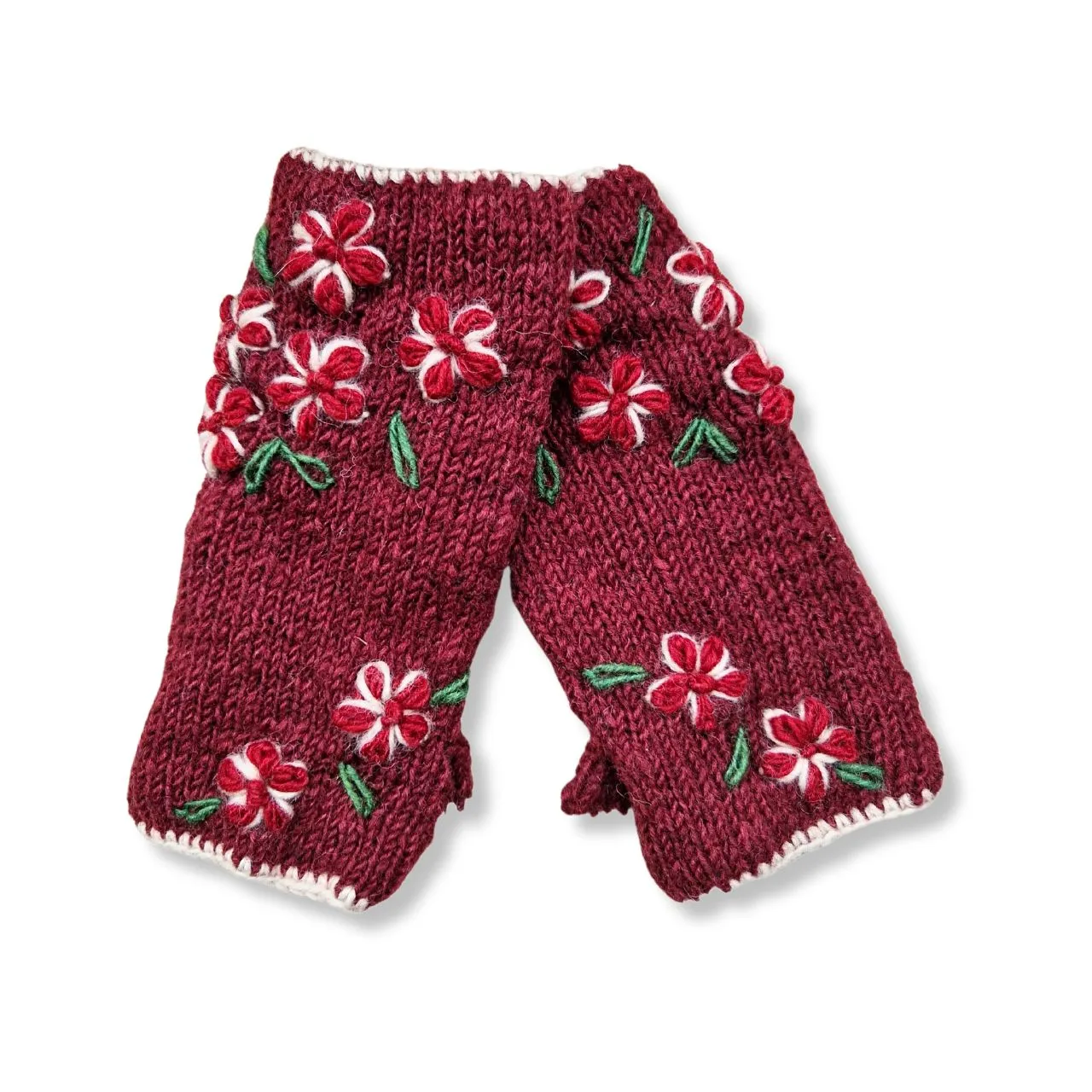 blossom embroidered wrist warmers