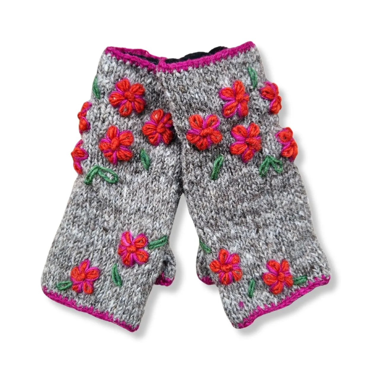 blossom embroidered wrist warmers