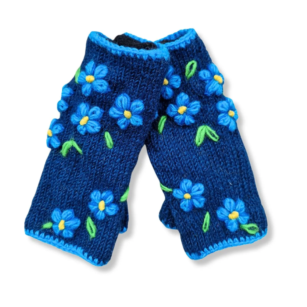 blossom embroidered wrist warmers