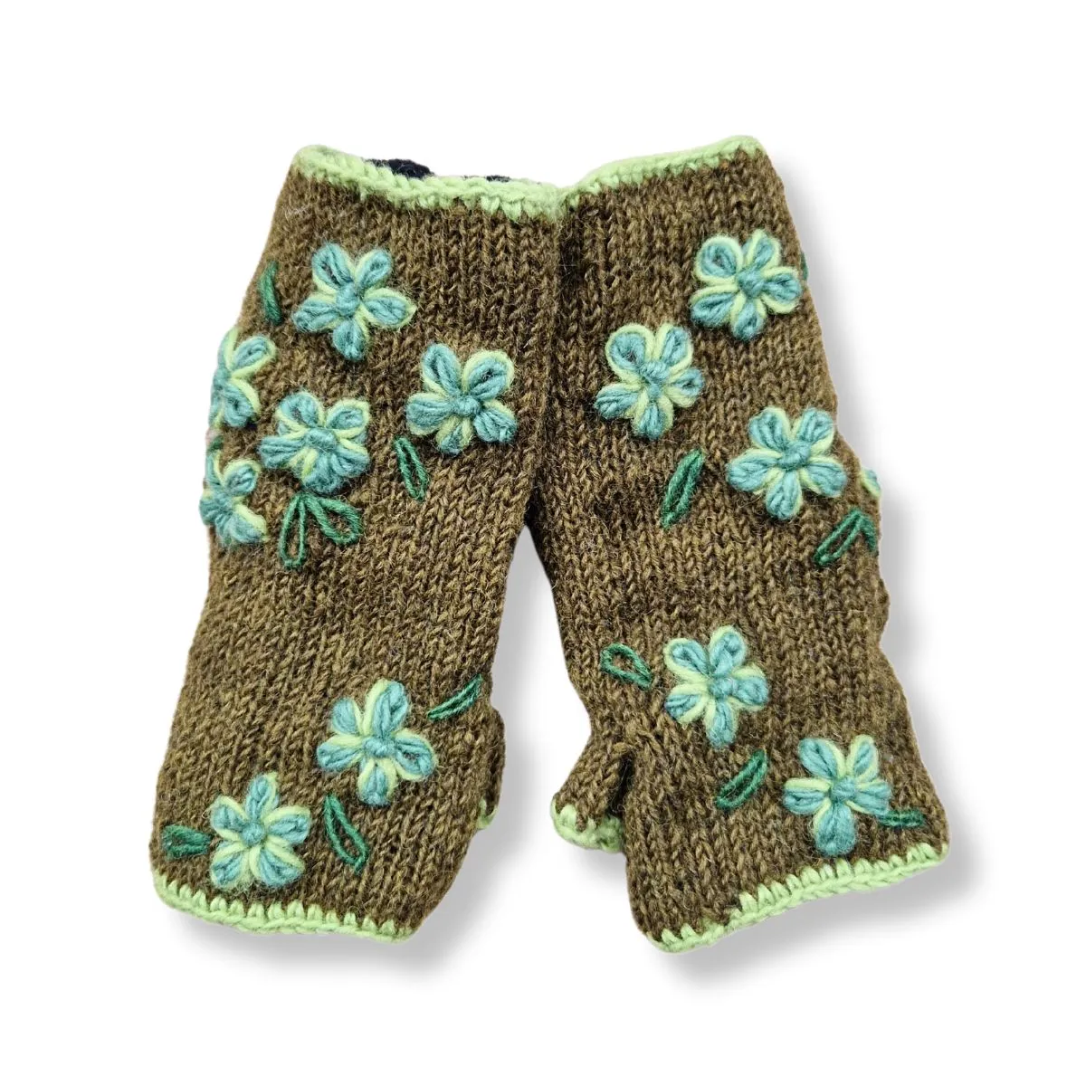 blossom embroidered wrist warmers