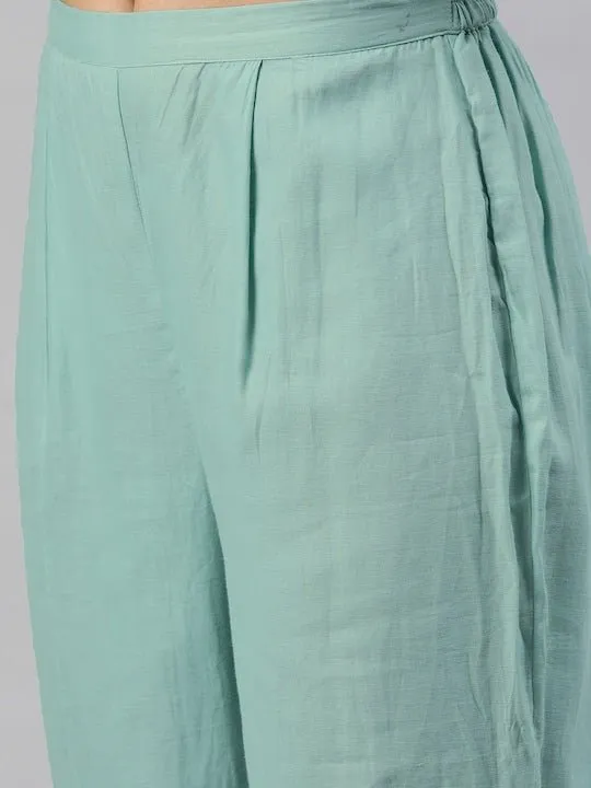 Blue & White Silk Blend Woven Design Unstitched Dress Material