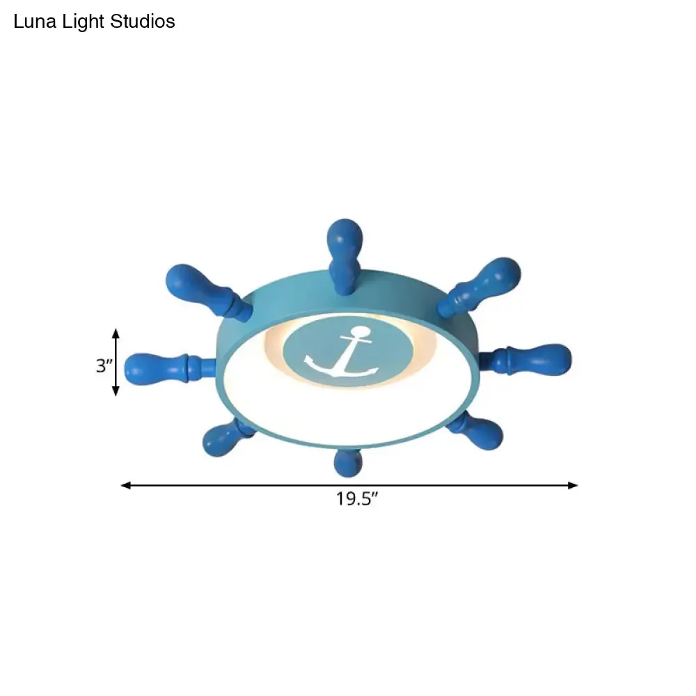 Blue Rudder Kids LED Flush Mount Fixture - 19.5"/23.5" W Warm/White Light - Aluminum & Acrylic Pendant Light