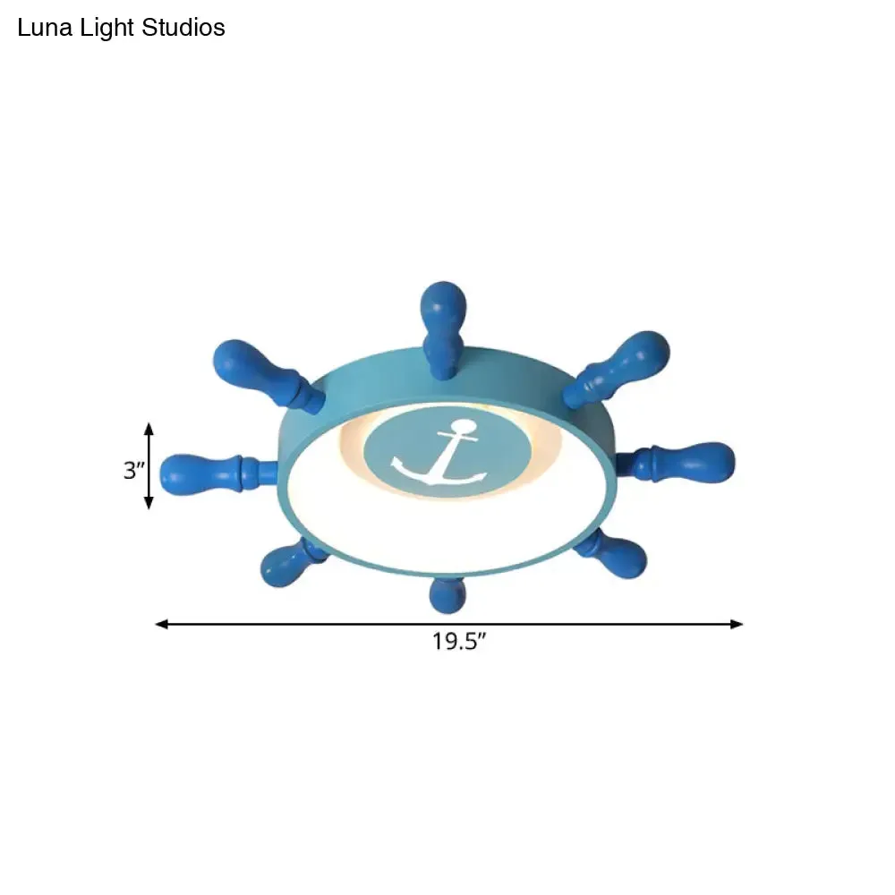 Blue Rudder Kids LED Flush Mount Fixture - 19.5"/23.5" W Warm/White Light - Aluminum & Acrylic Pendant Light