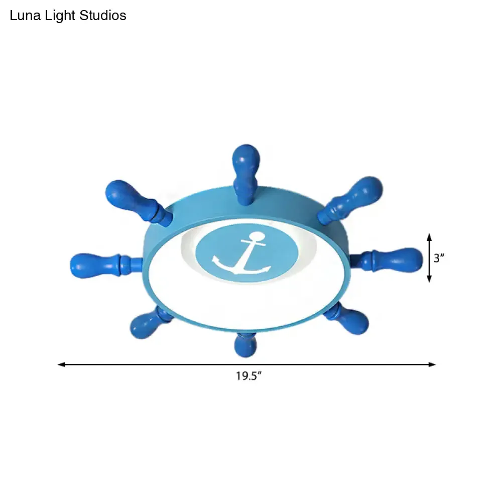 Blue Rudder Kids LED Flush Mount Fixture - 19.5"/23.5" W Warm/White Light - Aluminum & Acrylic Pendant Light