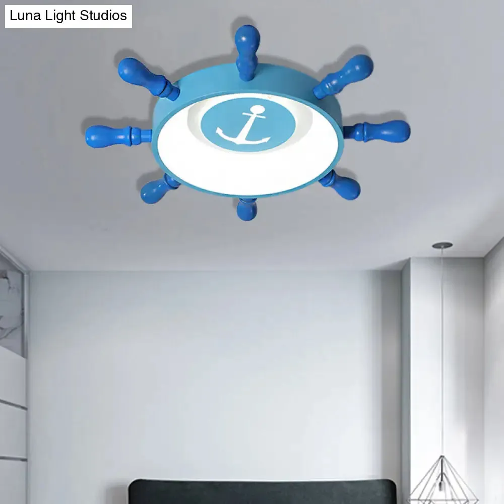 Blue Rudder Kids LED Flush Mount Fixture - 19.5"/23.5" W Warm/White Light - Aluminum & Acrylic Pendant Light