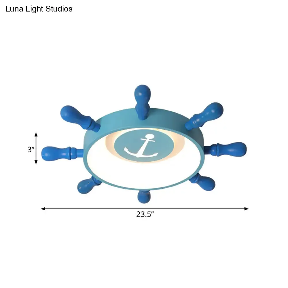 Blue Rudder Kids LED Flush Mount Fixture - 19.5"/23.5" W Warm/White Light - Aluminum & Acrylic Pendant Light