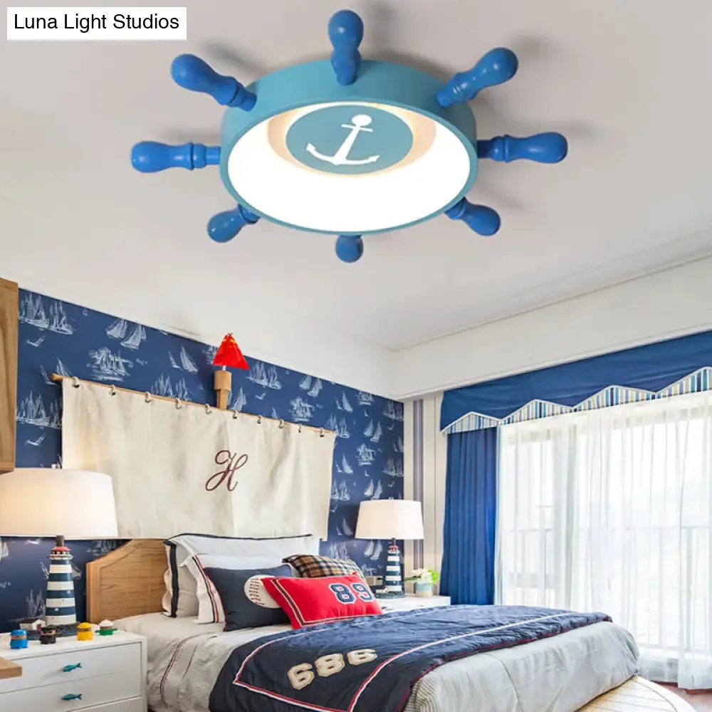 Blue Rudder Kids LED Flush Mount Fixture - 19.5"/23.5" W Warm/White Light - Aluminum & Acrylic Pendant Light
