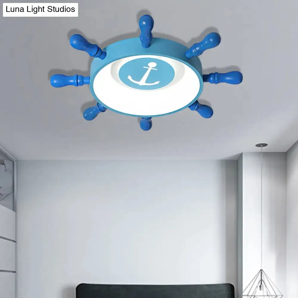 Blue Rudder Kids LED Flush Mount Fixture - 19.5"/23.5" W Warm/White Light - Aluminum & Acrylic Pendant Light