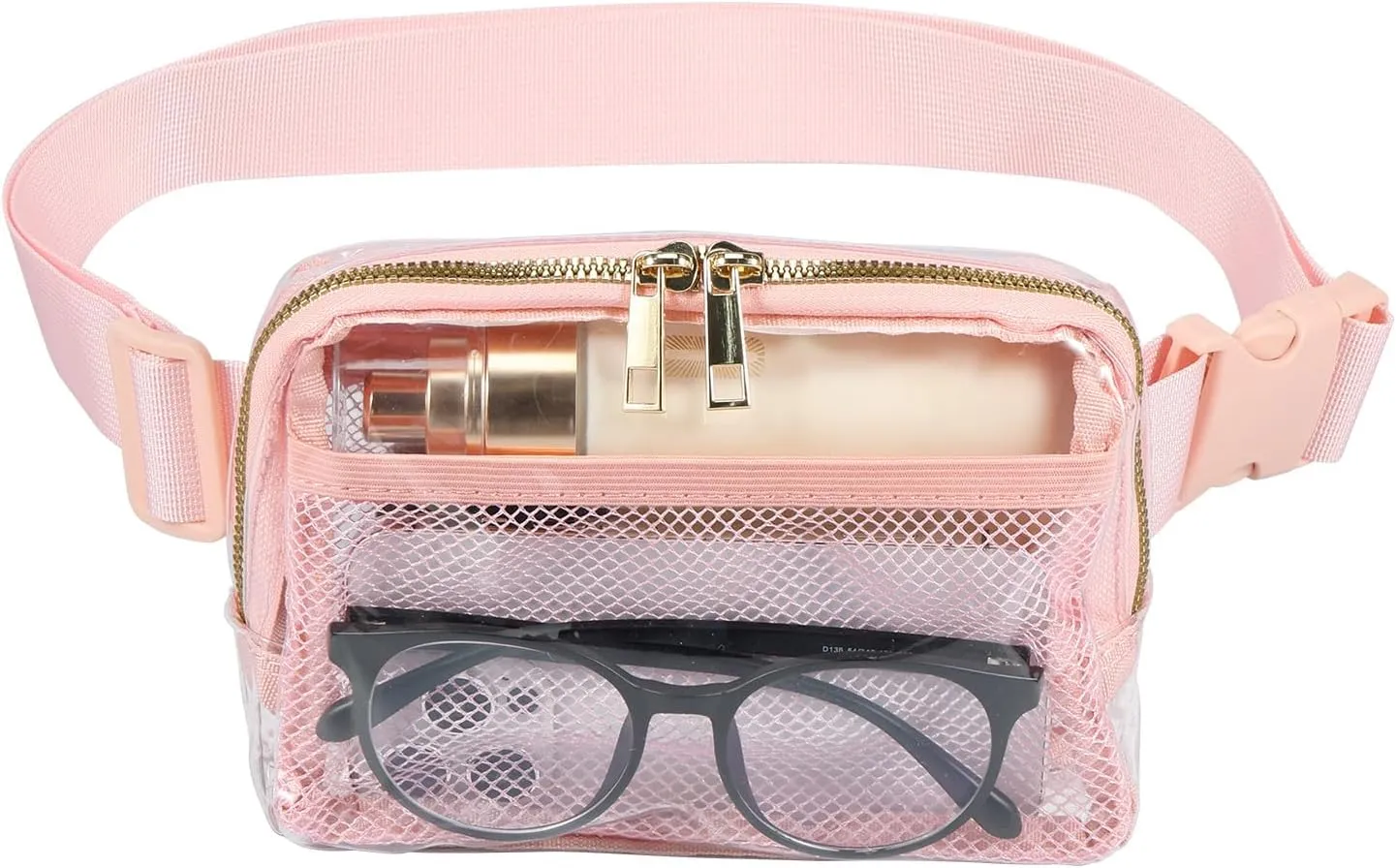 Clear Fanny Pack Waterproof Clear Belt Bag Large Capacity Waist Bag Pouch Fashion Women Transparent Crossbody Bag Unisex Strap Bag for Sports Concerts Music Festivals Travel, Pink, Clear Fanny Pack
