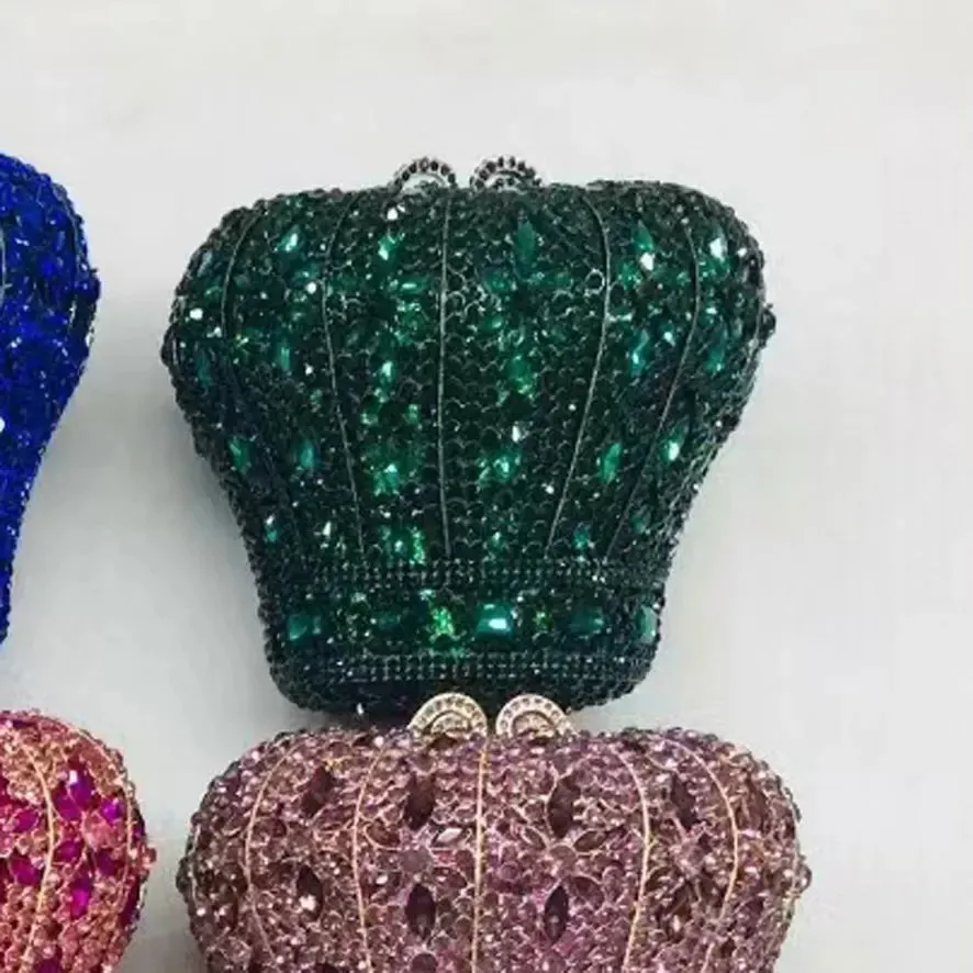 Crystal Crown Designer Purse Wedding Prom Evening Bag Wristlets