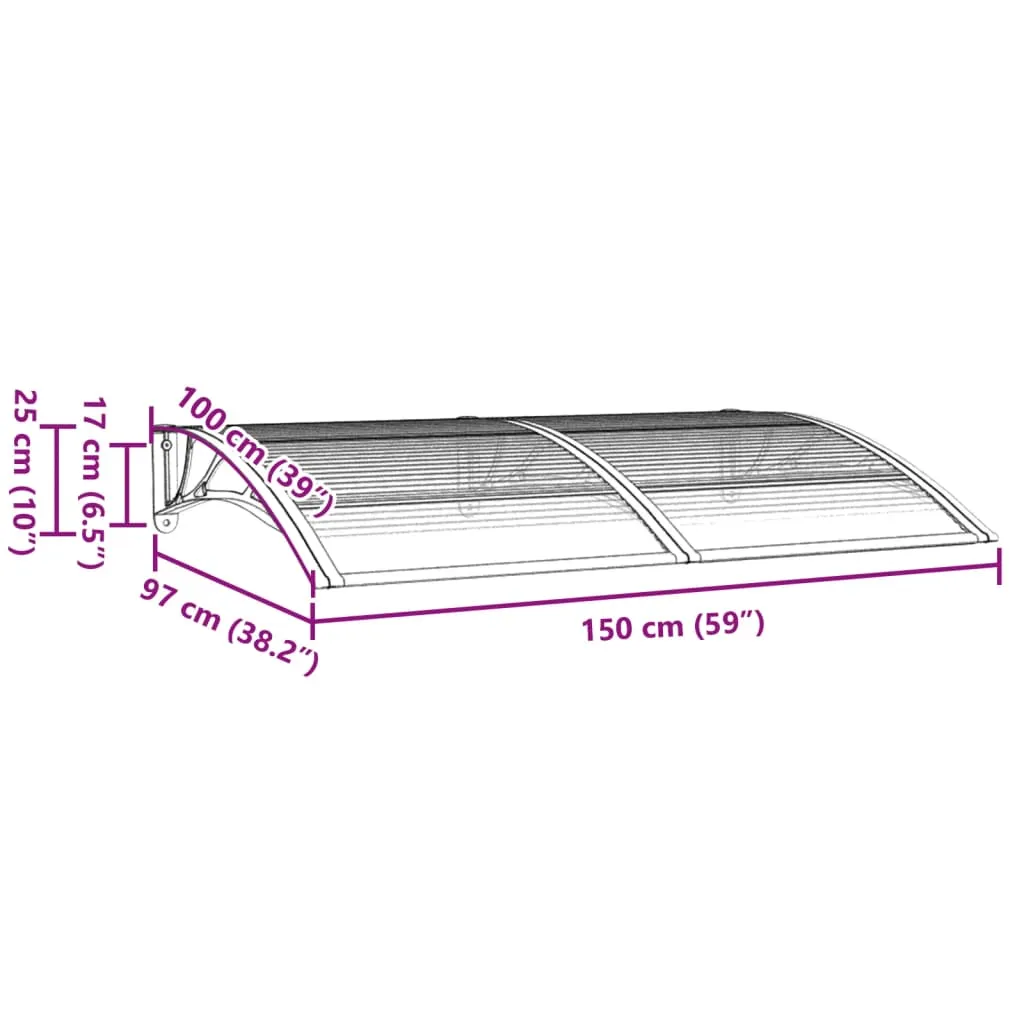 Door Canopy Grey 150x100 cm Polycarbonate