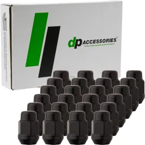 DPAccessories Black M12x1.25 Lug Nuts - Closed End Bulge Acorn - 21mm (13/16") Hex - 1.4" Tall - Set of 24 - LCB3C5HE2BK04024