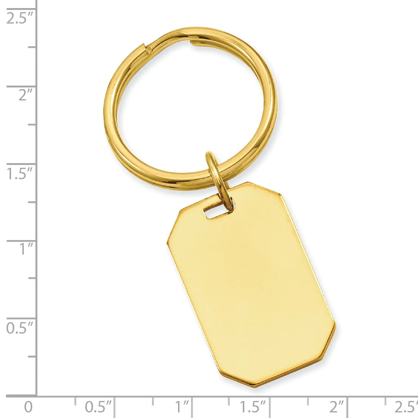 Gold Plated Polished Rectangle Key Ring