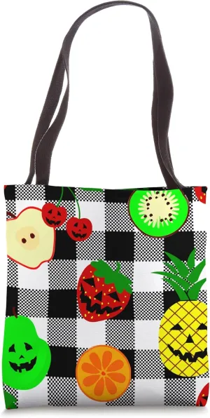 halloween jack o'lantern fruit gingham Tote Bag