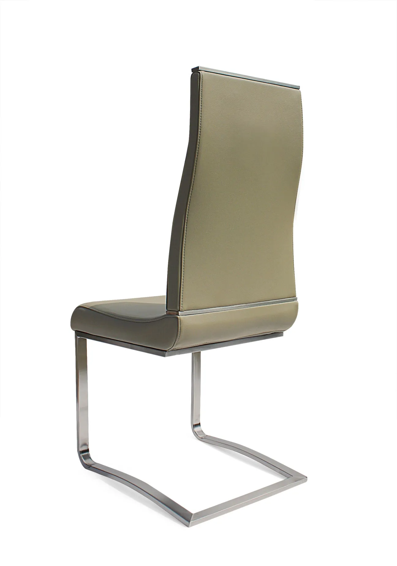 Light Gray Dining Chair With Brushed Stainless Steel