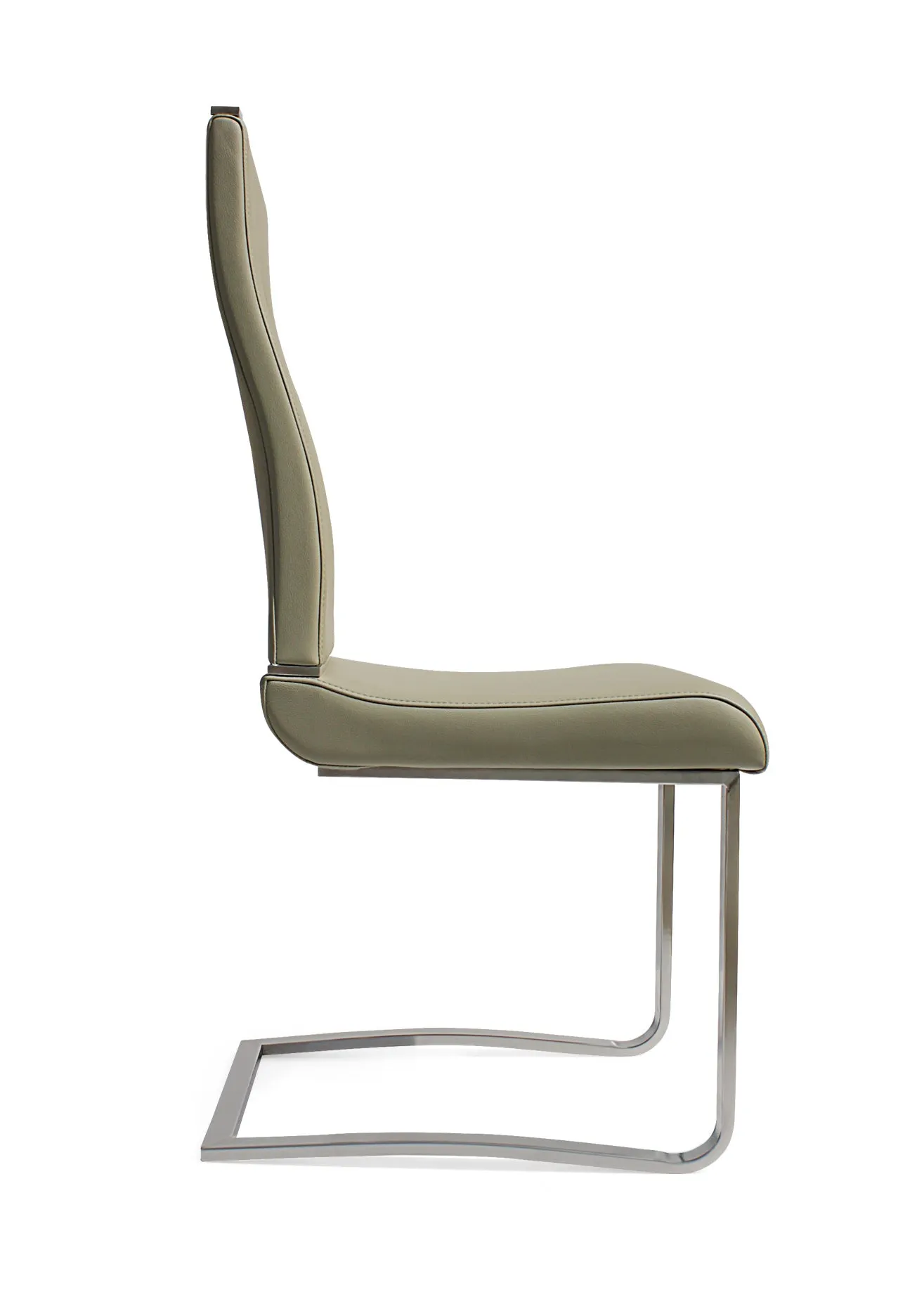 Light Gray Dining Chair With Brushed Stainless Steel