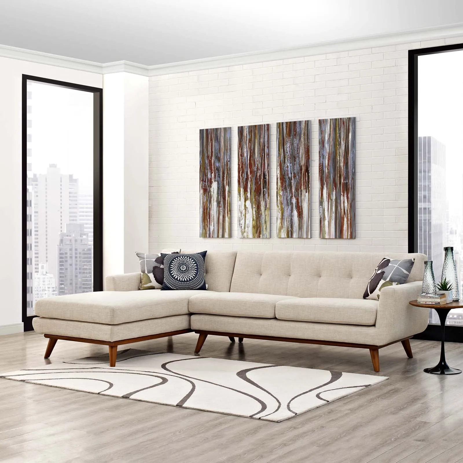 Mid - Century Modern Engage L - Shaped Sectional Sofa - Sectional Sleeper Sofa