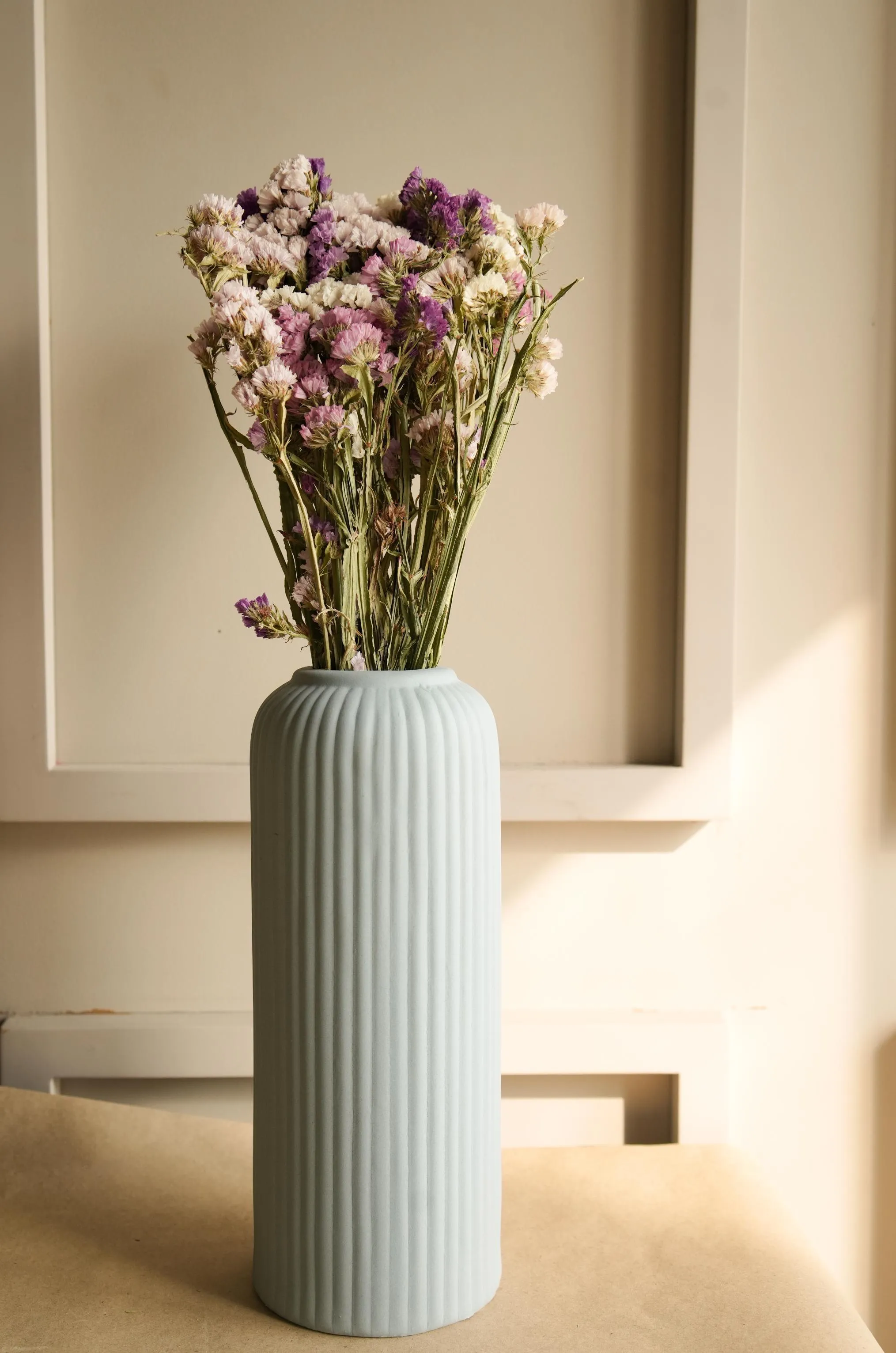 Modern Ribbed Vase Set of 3 | Aesthetic Ceramic Flower Vases