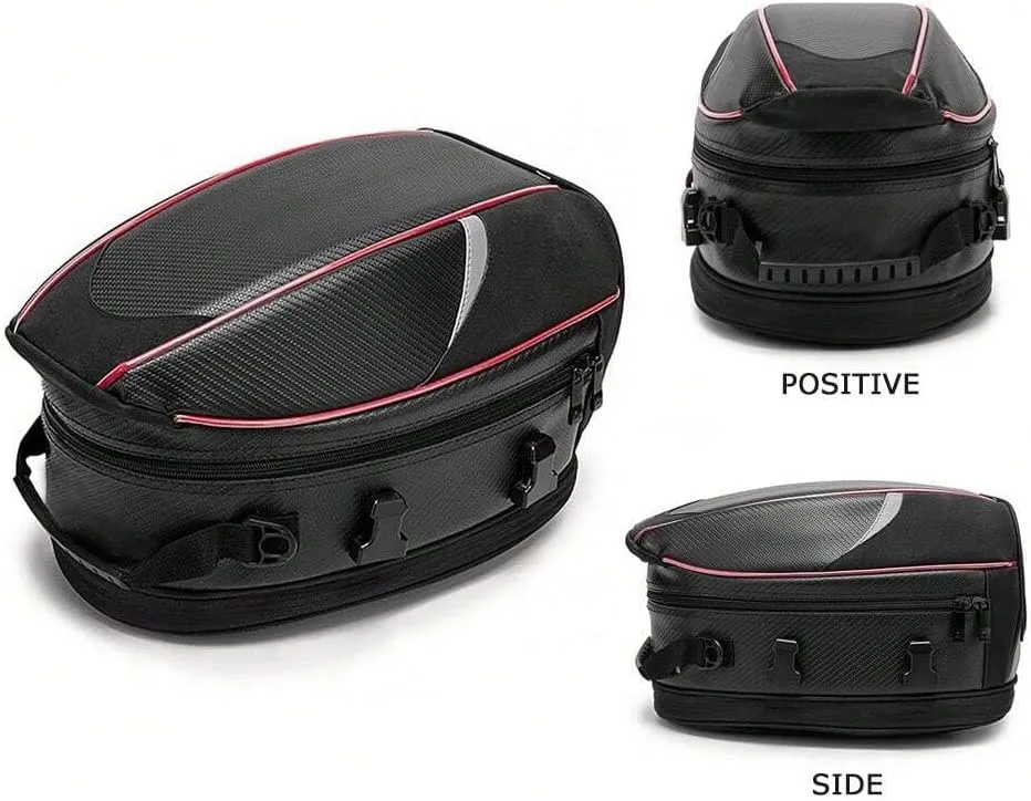 Motorcycle Tail Bag for Suzuki DR Z 50 2012-2024, Large Capacity Water-Resistant Wear-Resistant Motorcycle Helmet Bag, Expandable Rear Seat Storage Luggage Backpack,B White Black