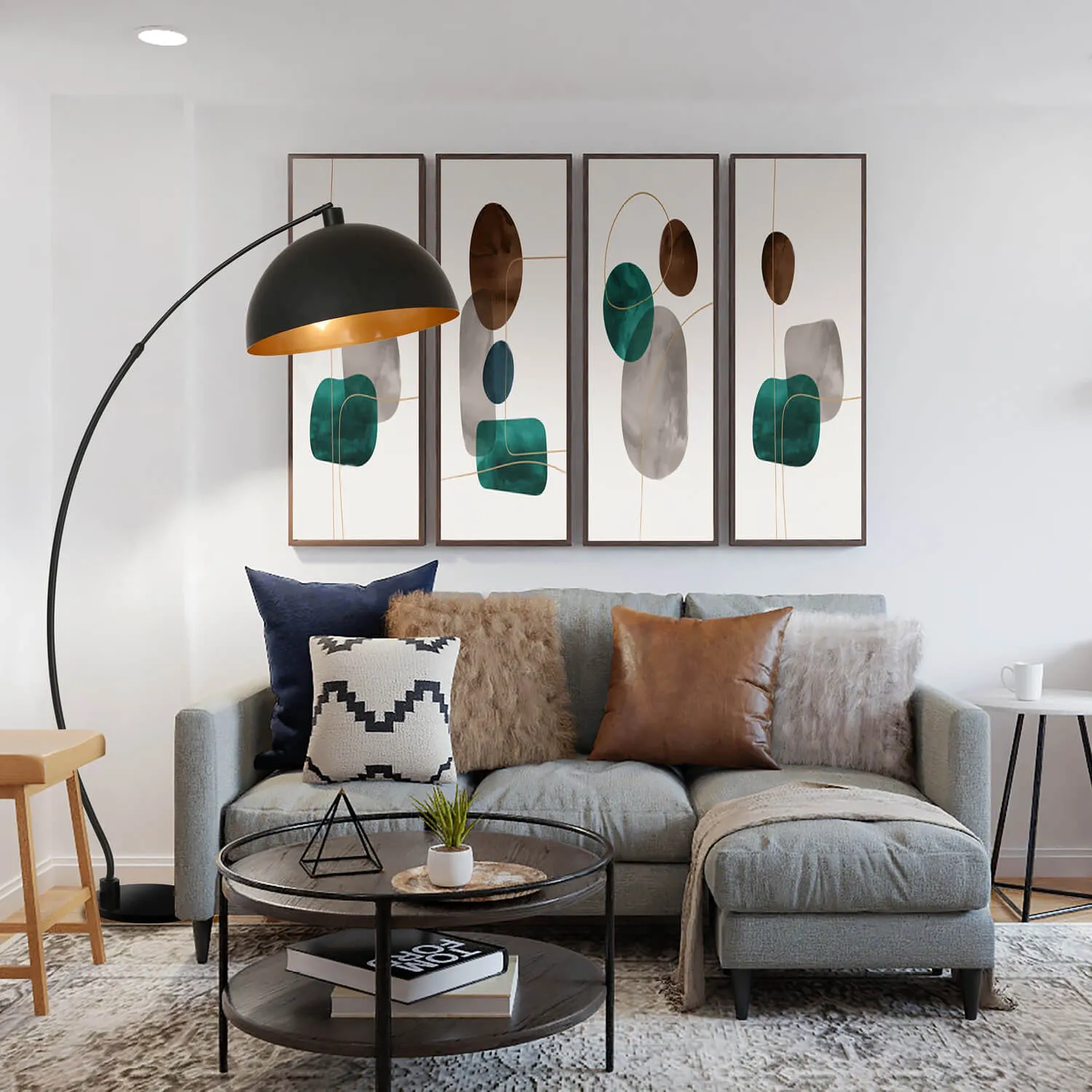 Nova Black Floor Lamp With Gold Inner Shade
