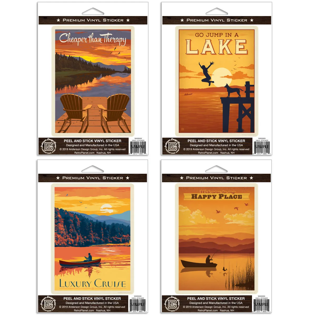 On the Lake Vinyl Sticker Set of 4