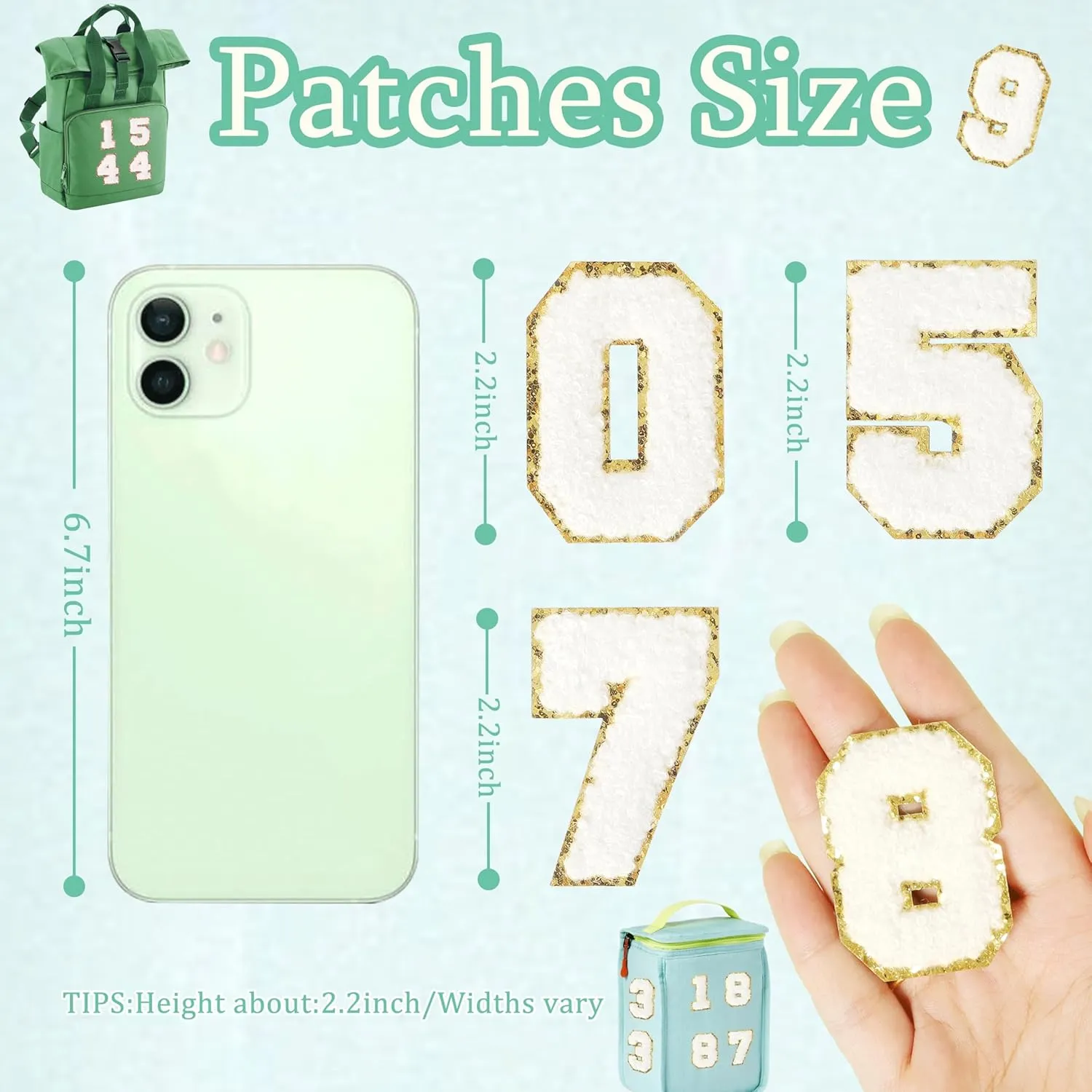 Patches Number Chenille White for Clothing: NICEVINYL 40Pcs Embroidery Self-Adhesive 2.2inch Numbers 0-9 Applique for Team Jerseys Sports Football Jeans Bags Decors
