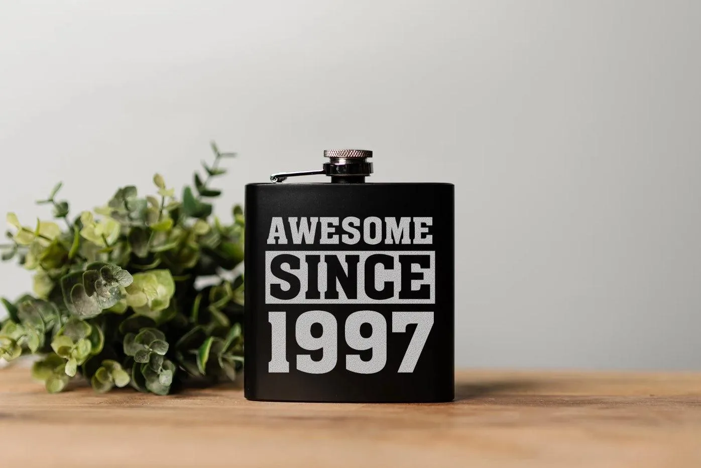 Personalized Awesome Since Birthday Matte Black Flask