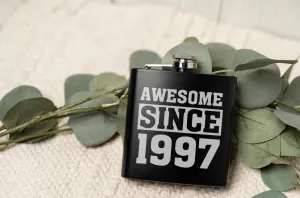 Personalized Awesome Since Birthday Matte Black Flask