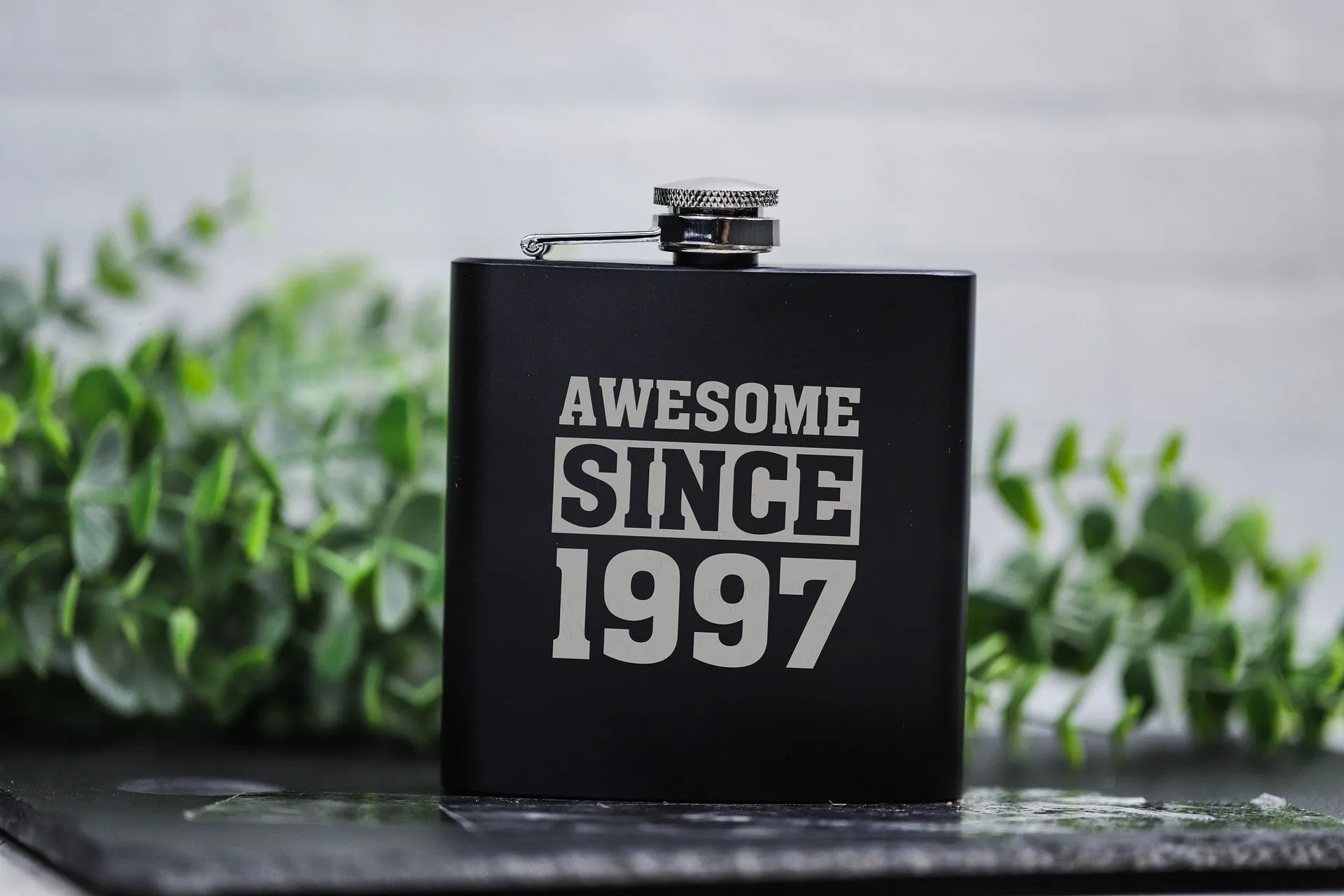 Personalized Awesome Since Birthday Matte Black Flask