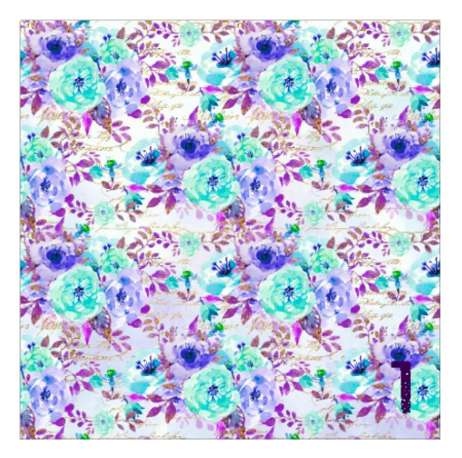Printed Adhesive Vinyl LAVENDER & TEAL FLOWERS Pattern 12 x 12 inch sheet