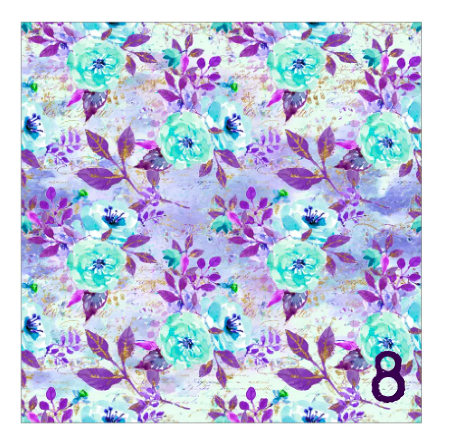 Printed Adhesive Vinyl LAVENDER & TEAL FLOWERS Pattern 12 x 12 inch sheet