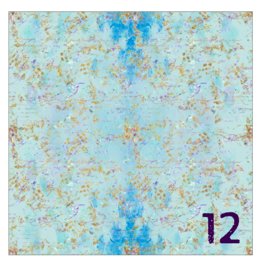Printed Adhesive Vinyl LAVENDER & TEAL FLOWERS Pattern 12 x 12 inch sheet