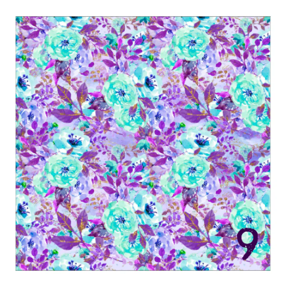 Printed Adhesive Vinyl LAVENDER & TEAL FLOWERS Pattern 12 x 12 inch sheet