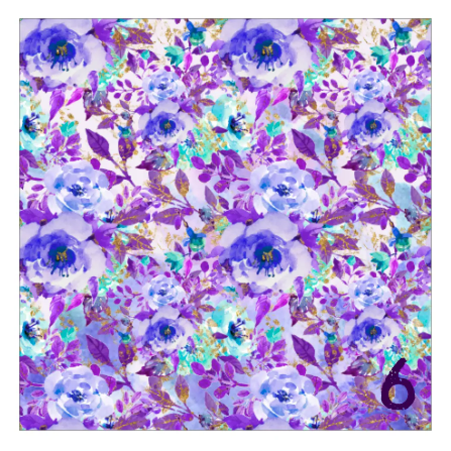Printed Adhesive Vinyl LAVENDER & TEAL FLOWERS Pattern 12 x 12 inch sheet