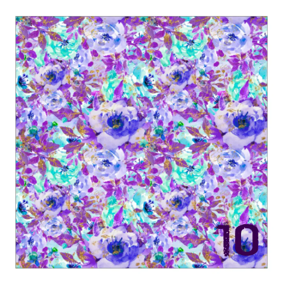 Printed Adhesive Vinyl LAVENDER & TEAL FLOWERS Pattern 12 x 12 inch sheet