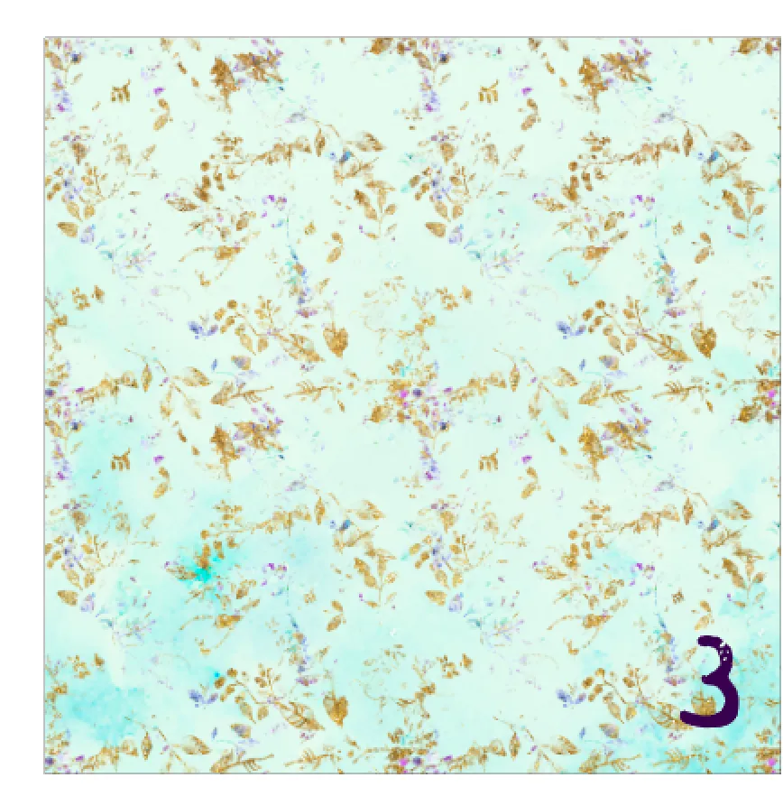 Printed Adhesive Vinyl LAVENDER & TEAL FLOWERS Pattern 12 x 12 inch sheet