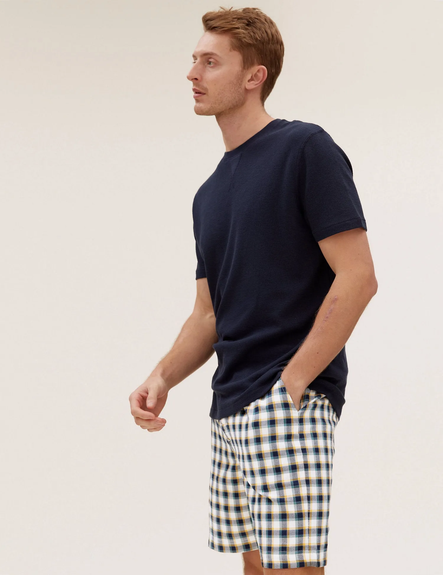 Pure Cotton Checked Loungewear Shorts