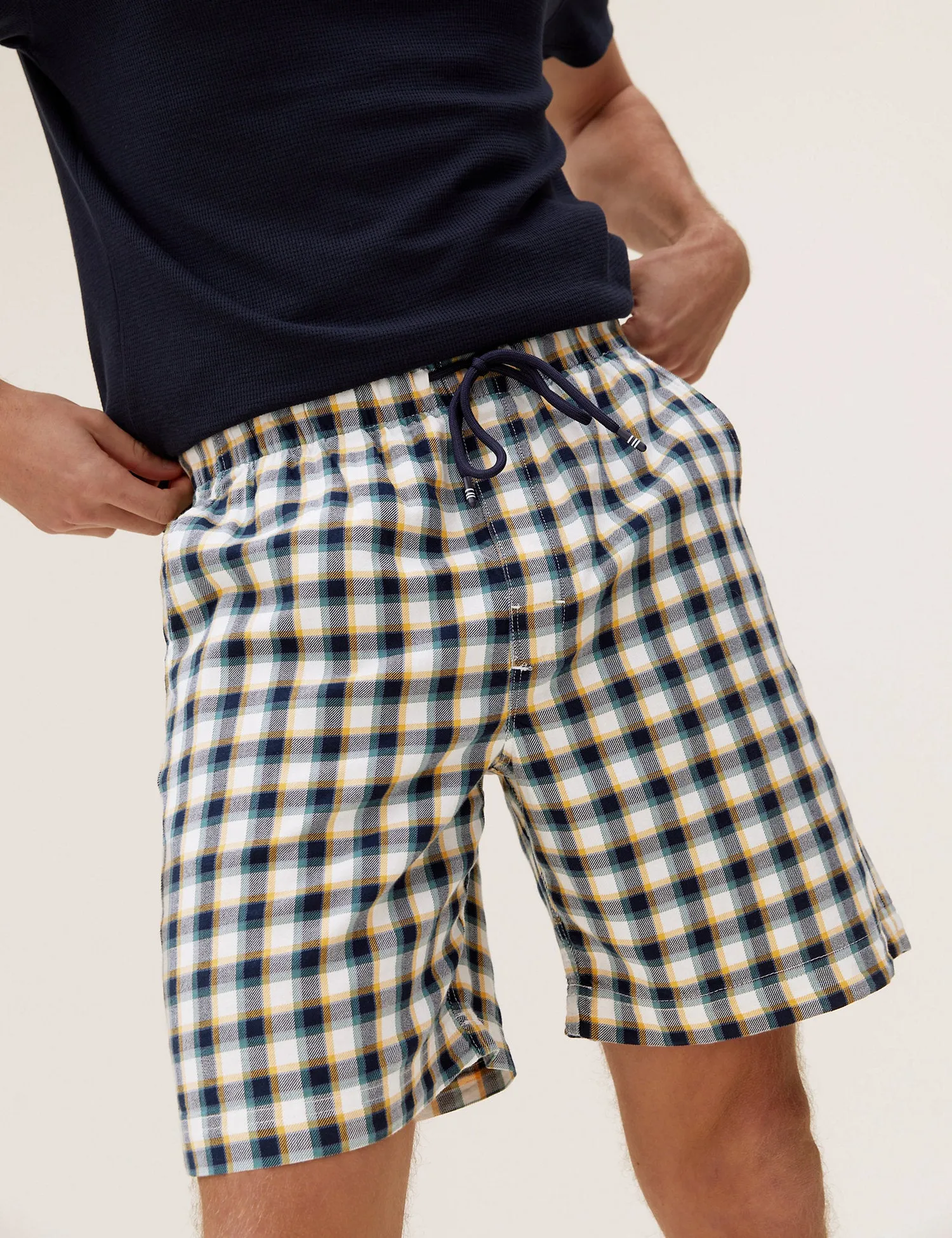 Pure Cotton Checked Loungewear Shorts