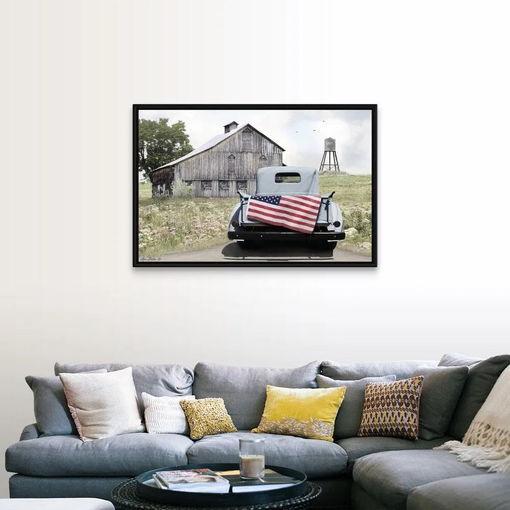 "American Tailgating" Black Float Frame Canvas Art