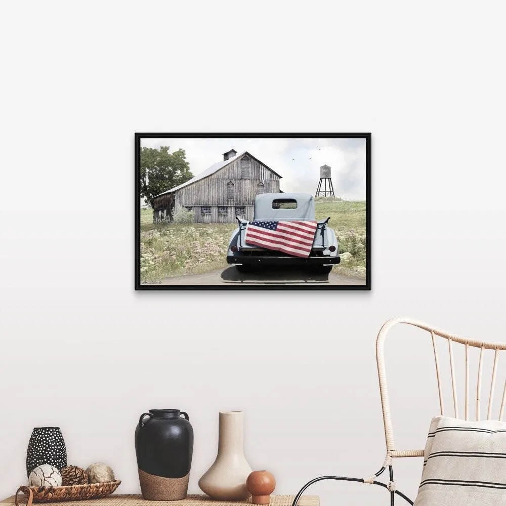 "American Tailgating" Black Float Frame Canvas Art