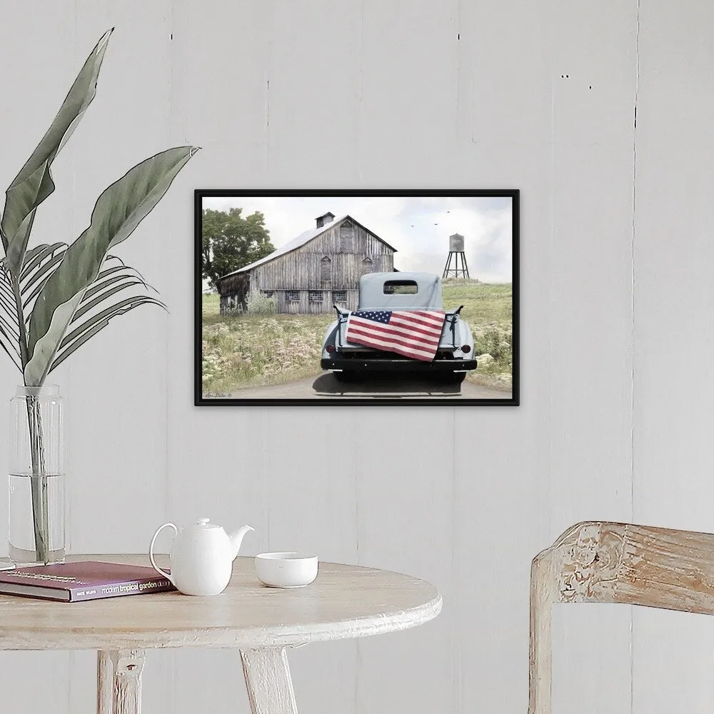"American Tailgating" Black Float Frame Canvas Art