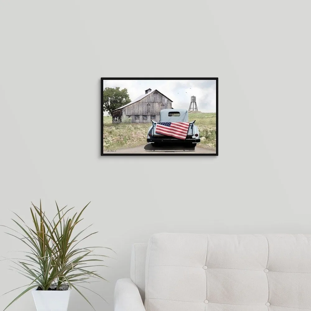 "American Tailgating" Black Float Frame Canvas Art